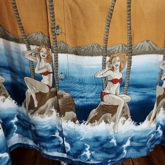 Vintage Campia Moda XL Mens Hawaii Bikini Girls and Palm tree rayon shirt - Picture 10 of 15